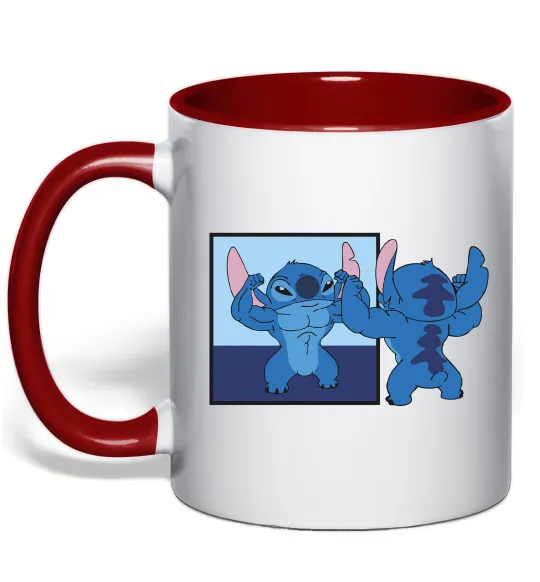 Чашка с цветной ручкой Стіч у дзеркалі Красный фото