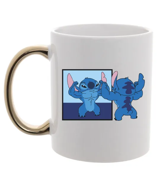 Чашка с цветной ручкой Стіч у дзеркалі Золото фото