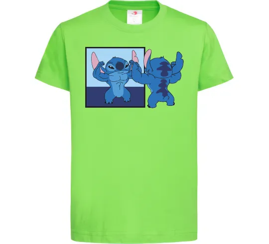 Детская футболка Стіч у дзеркалі Лаймовый фото