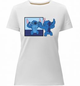 Женская премиум футболка Стіч у дзеркалі