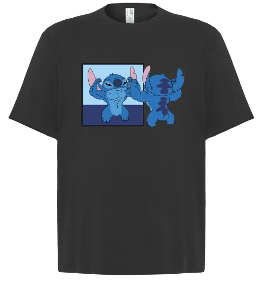 Футболка Оверсайз Стіч у дзеркалі Черный фото