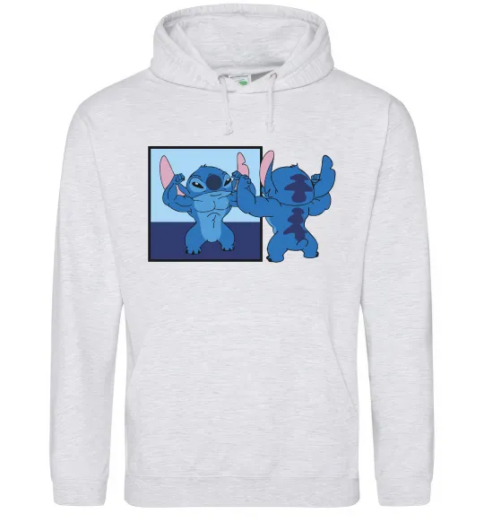 Мужская толстовка (худи) Стіч у дзеркалі Серый меланж фото