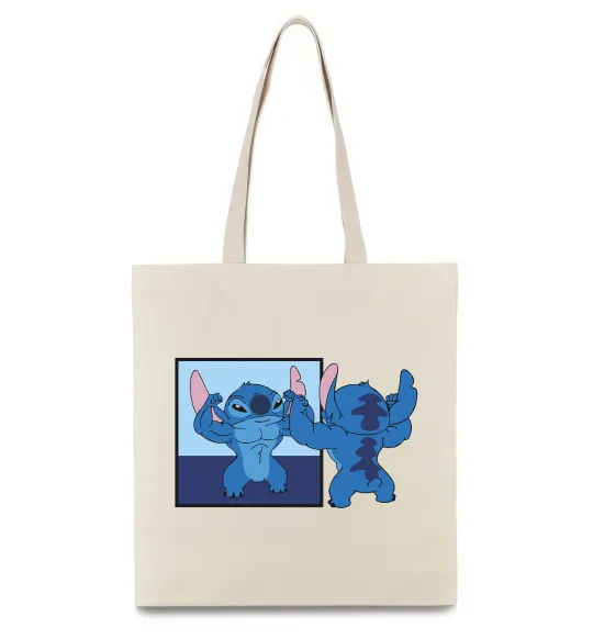 Еко-сумка Стіч у дзеркалі Бежевий фото