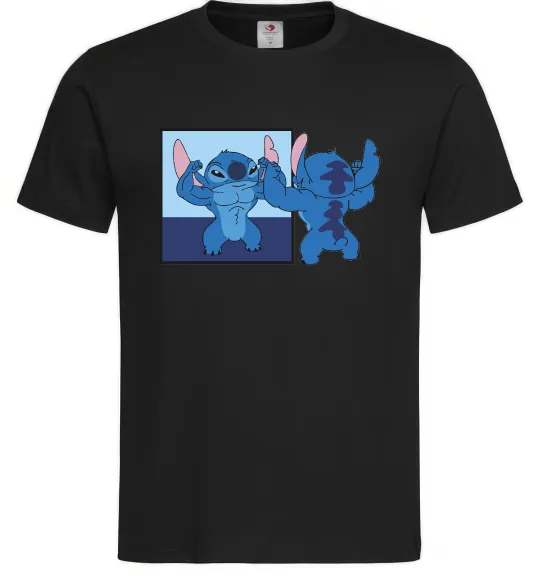 Мужская футболка Стіч у дзеркалі Черный фото