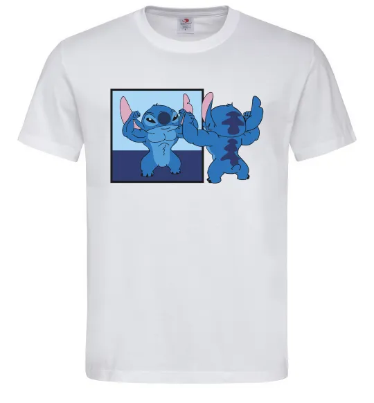 Мужская футболка Стіч у дзеркалі Белый фото