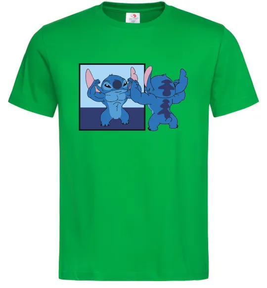 Мужская футболка Стіч у дзеркалі Зеленый фото