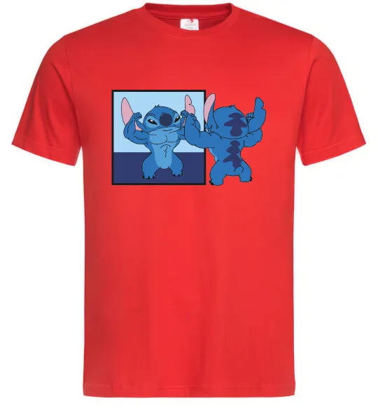 Мужская футболка Стіч у дзеркалі Красный фото