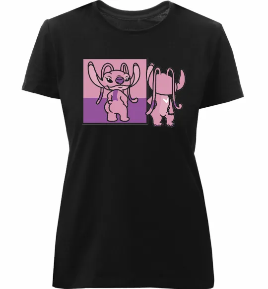 Женская премиум футболка Енджел в дзеркалі Черный фото