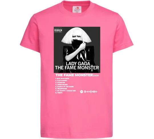 Детская футболка Lady Gaga Fame monster Ярко-розовый фото