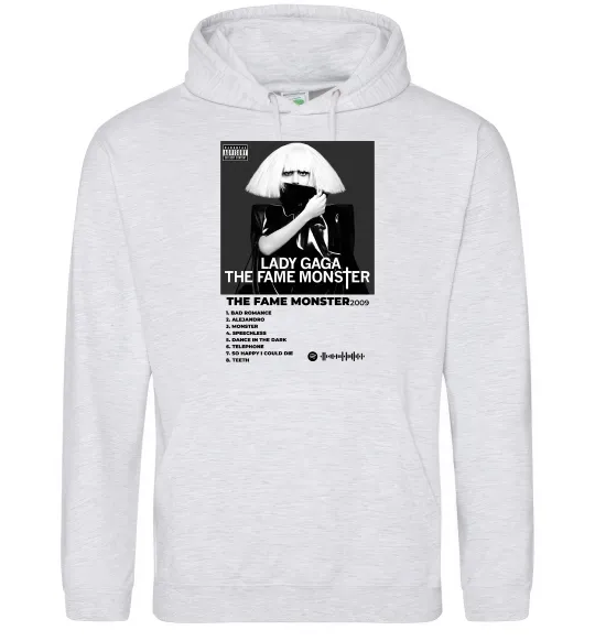 Женская толстовка (худи) Lady Gaga Fame monster Серый меланж фото