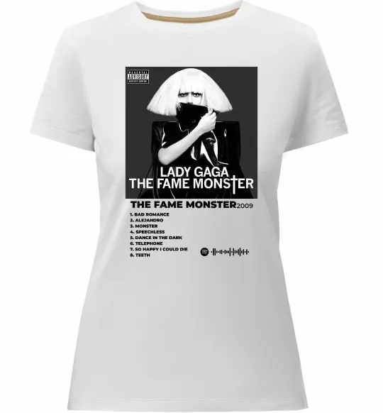 Женская премиум футболка Lady Gaga Fame monster Белый фото