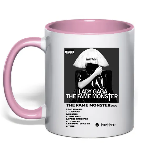 Чашка с цветной ручкой Lady Gaga Fame monster Нежно розовый фото