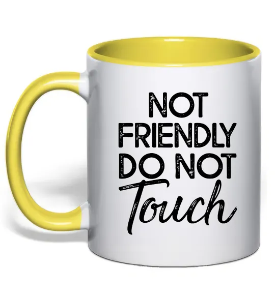 Чашка с цветной ручкой Do not touch Лимонный фото