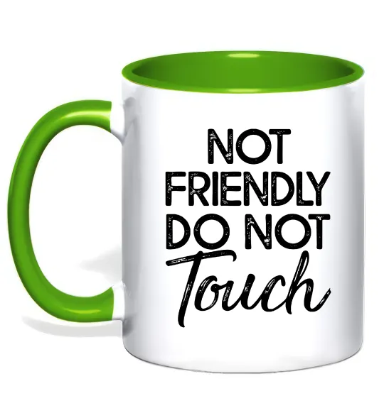 Чашка с цветной ручкой Do not touch Лаймовый фото