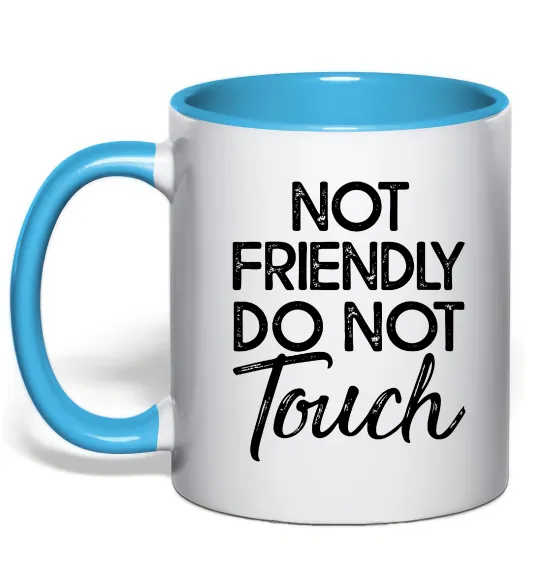 Чашка с цветной ручкой Do not touch Голубой фото