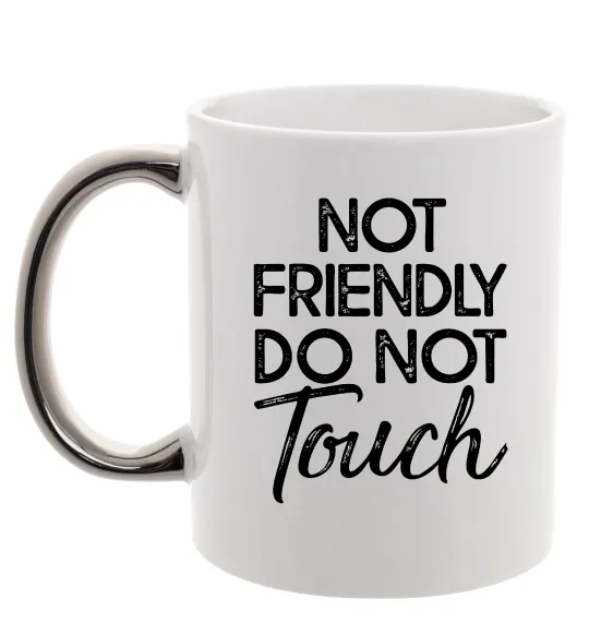 Чашка с цветной ручкой Do not touch Серебро фото