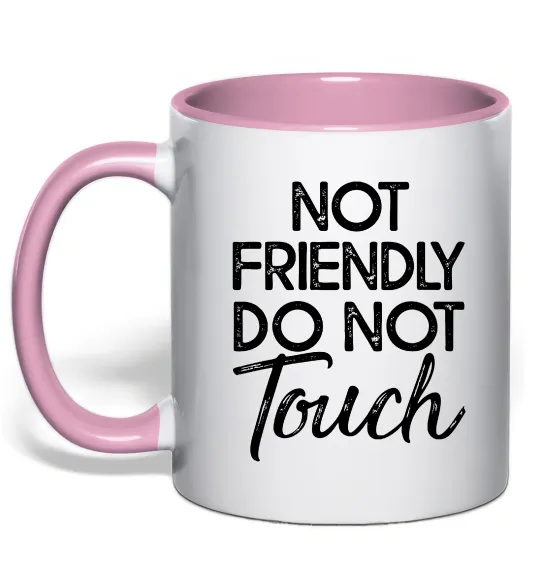 Чашка с цветной ручкой Do not touch Нежно розовый фото