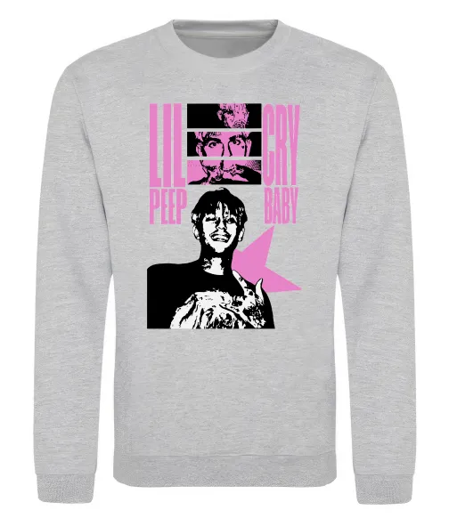 Свитшот Lil Peep Cry Baby Серый меланж фото