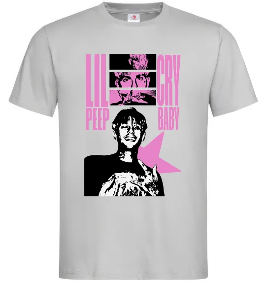 Мужская футболка Lil Peep Cry Baby Серый фото