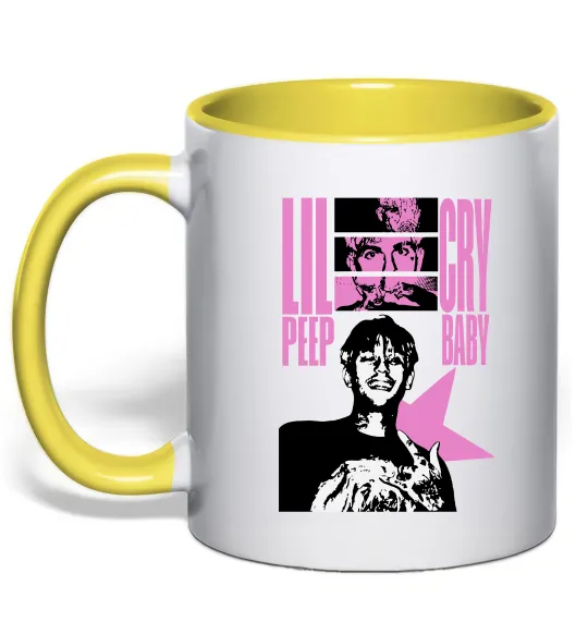 Чашка с цветной ручкой Lil Peep Cry Baby Лимонный фото