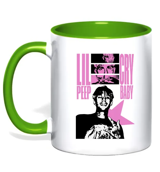 Чашка с цветной ручкой Lil Peep Cry Baby Лаймовый фото
