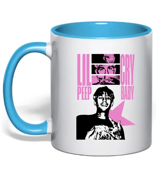 Чашка с цветной ручкой Lil Peep Cry Baby Голубой фото