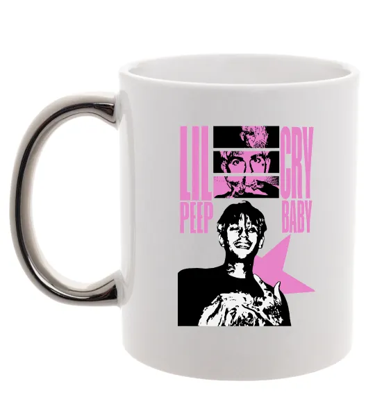 Чашка с цветной ручкой Lil Peep Cry Baby Серебро фото