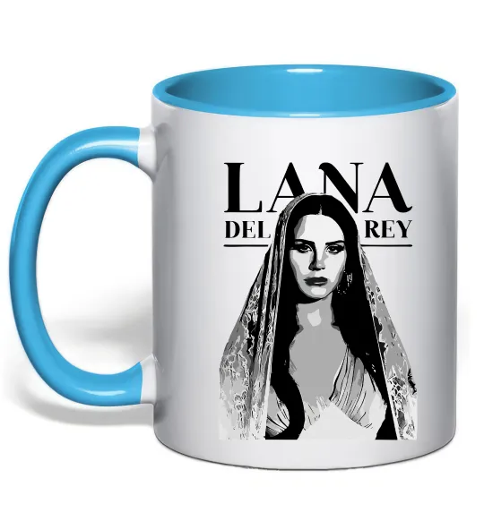 Чашка з кольоровою ручкою Lana Del Rey Блакитний фото