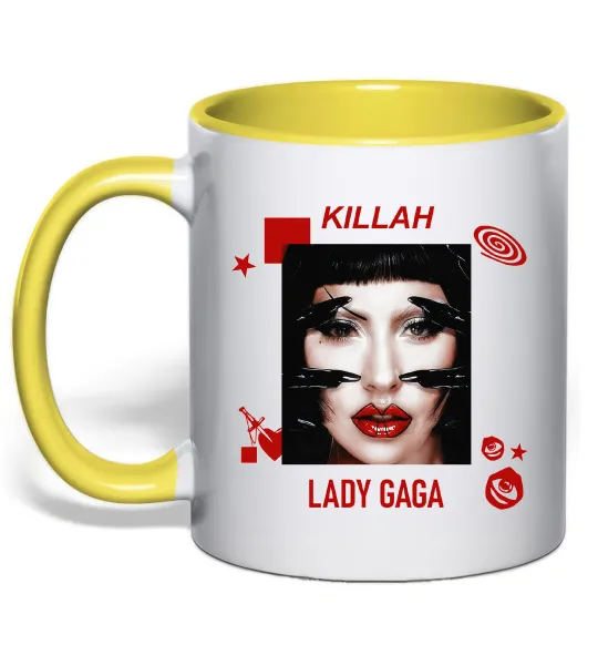 Чашка з кольоровою ручкою Lady Gaga Killah Лимонний фото