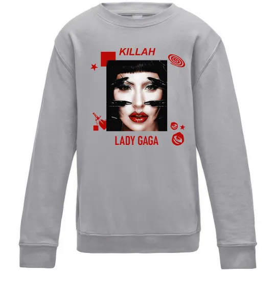 Детский Свитшот Lady Gaga Killah Серый меланж фото