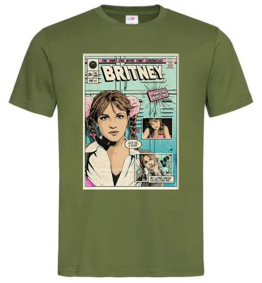 Мужская футболка Britney comics Оливковый фото