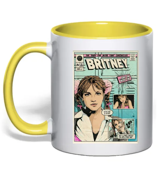 Чашка с цветной ручкой Britney comics Лимонный фото