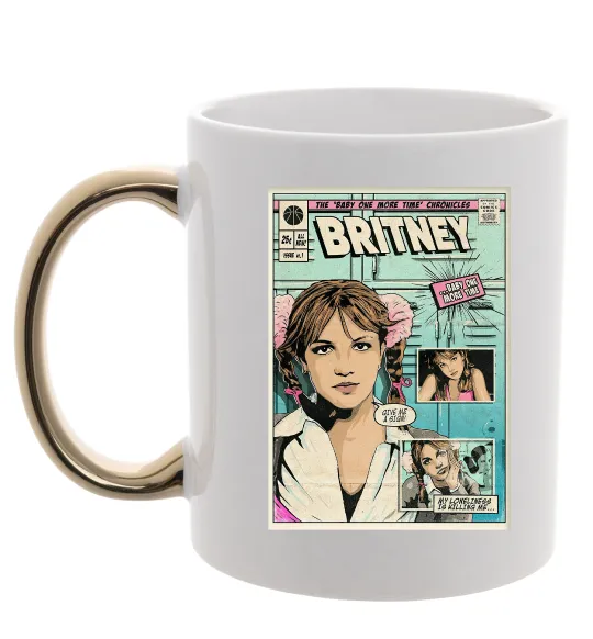 Чашка с цветной ручкой Britney comics Золото фото