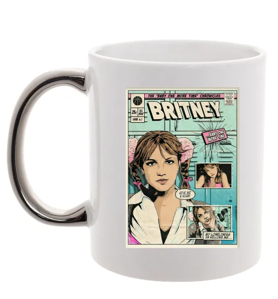 Чашка с цветной ручкой Britney comics Серебро фото