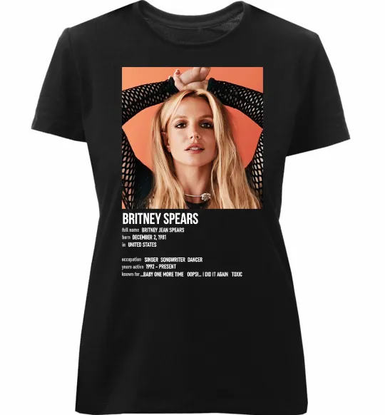 Женская премиум футболка Брітні Спірс Черный фото