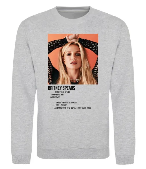 Свитшот Брітні Спірс Серый меланж фото