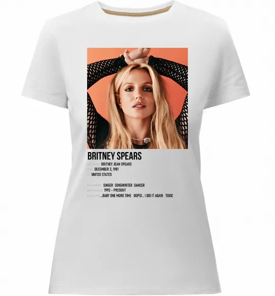 Женская премиум футболка Брітні Спірс Белый фото