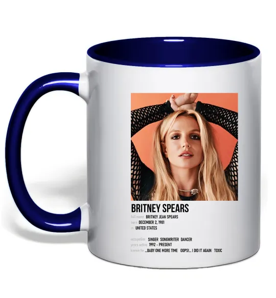 Чашка с цветной ручкой Брітні Спірс Глубокий темно-синий фото