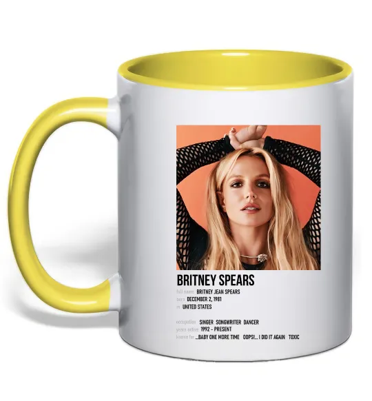 Чашка с цветной ручкой Брітні Спірс Лимонный фото