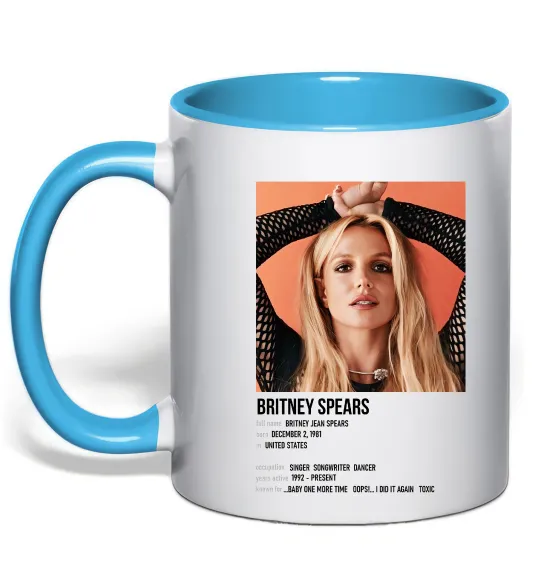 Чашка с цветной ручкой Брітні Спірс Голубой фото