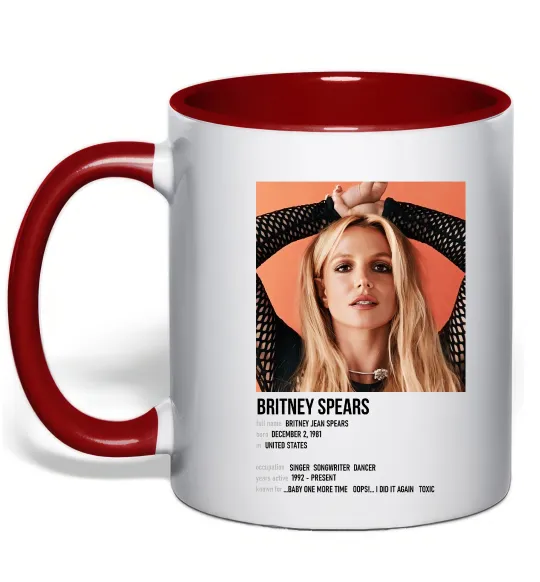 Чашка с цветной ручкой Брітні Спірс Красный фото