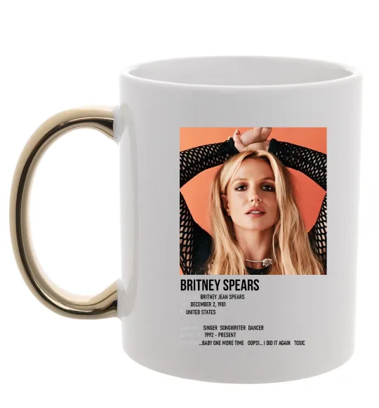 Чашка с цветной ручкой Брітні Спірс Золото фото