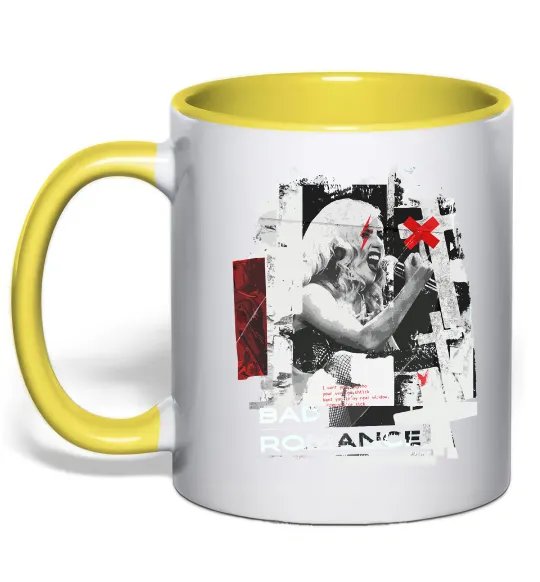 Чашка з кольоровою ручкою Bad Romance Lady Gaga Лимонний фото