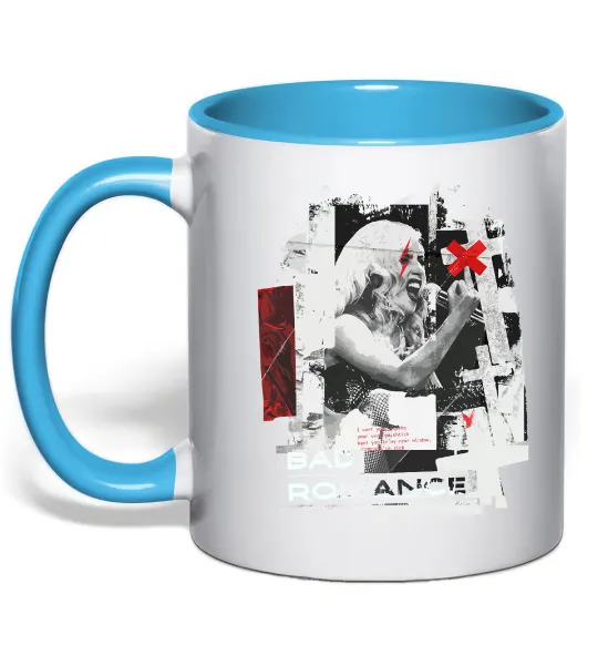 Чашка з кольоровою ручкою Bad Romance Lady Gaga Блакитний фото