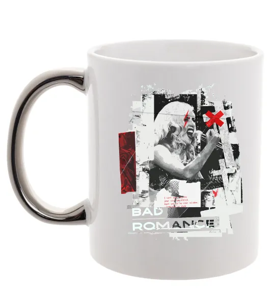 Чашка з кольоровою ручкою Bad Romance Lady Gaga Срібло фото