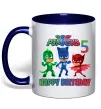 Чашка с цветной ручкой PJ Masks happy birthday 5 Глубокий темно-синий фото