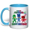 Чашка с цветной ручкой PJ Masks happy birthday 5 Голубой фото