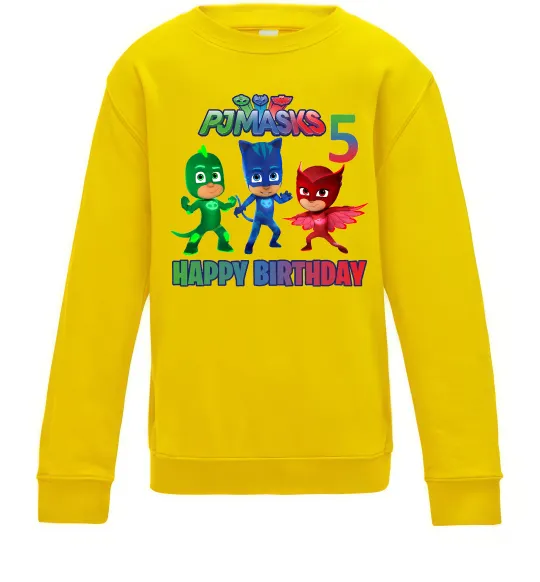 Детский Свитшот PJ Masks happy birthday 5 Солнечно желтый фото