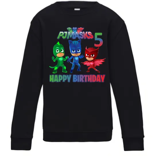 Детский Свитшот PJ Masks happy birthday 5 Черный фото