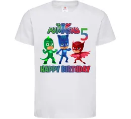 Детская футболка PJ Masks happy birthday 5 Белый фото